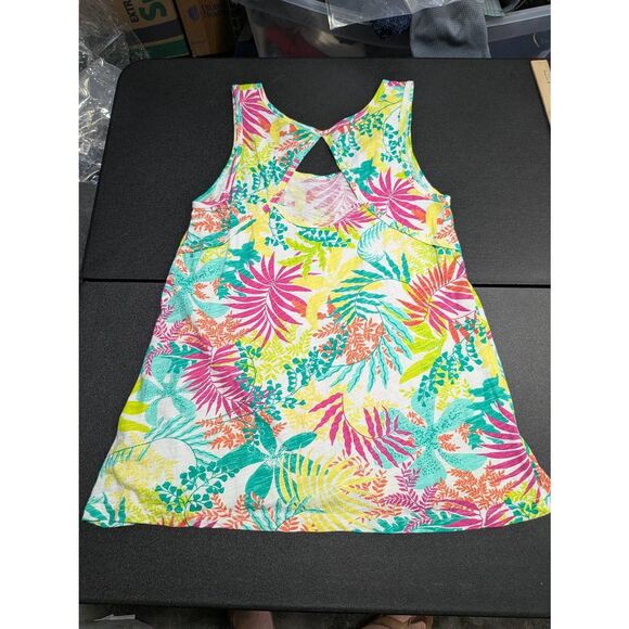 Fresh Produce Colorful Leaves Print Cotton Cutout Back Tank - Picture 2 of 4
